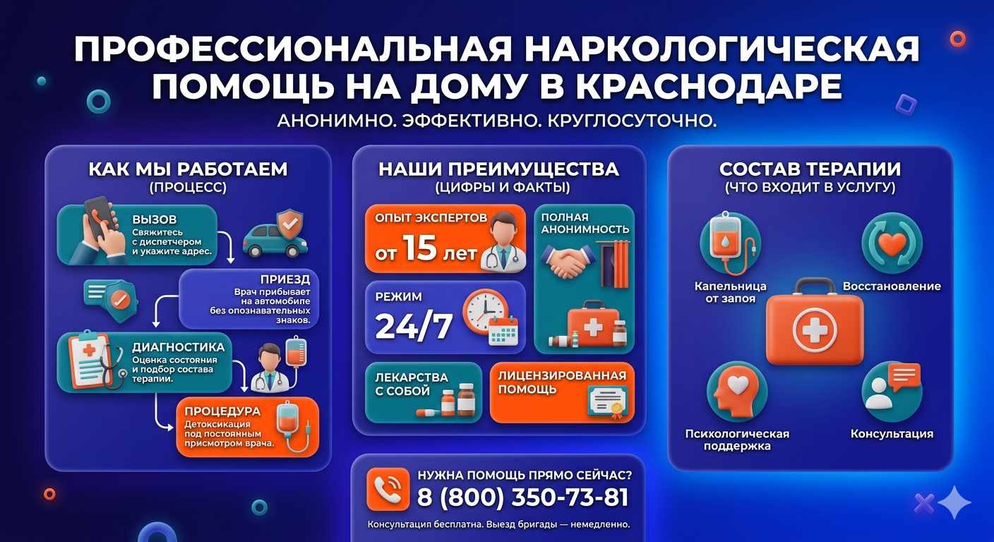 Инфографика о принципах лечения алкоголизма на дому в Хороле: этапы вызова нарколога, преимущества анонимной детоксикации и состав медицинской помощи.
